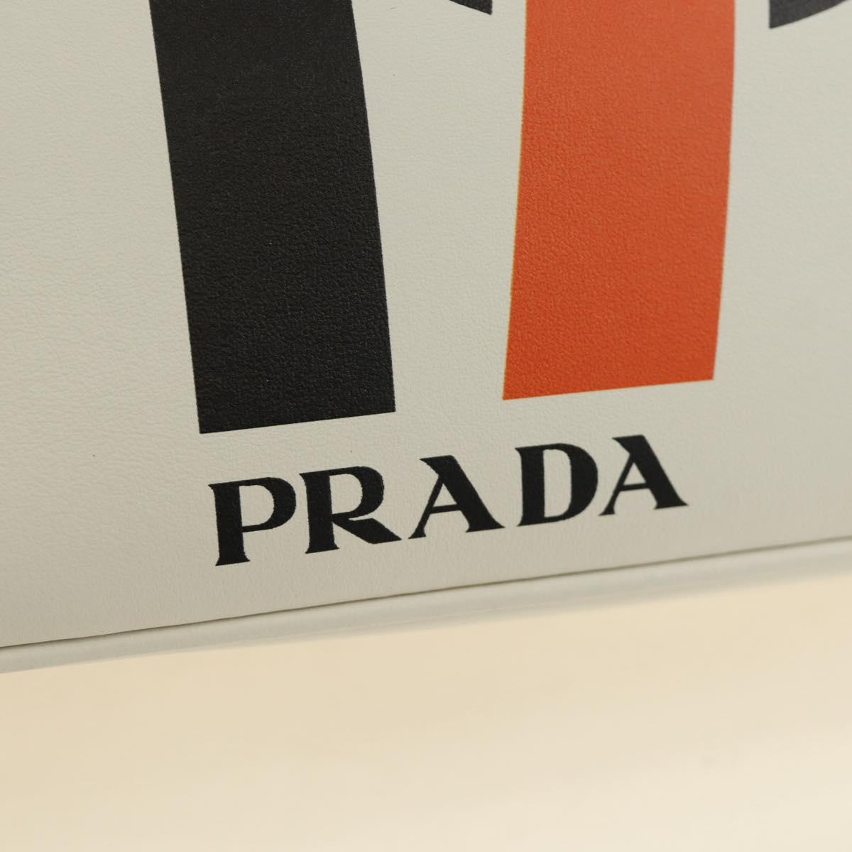 PRADA Hand Bag Leather 2way White Silver Auth 190398SAM