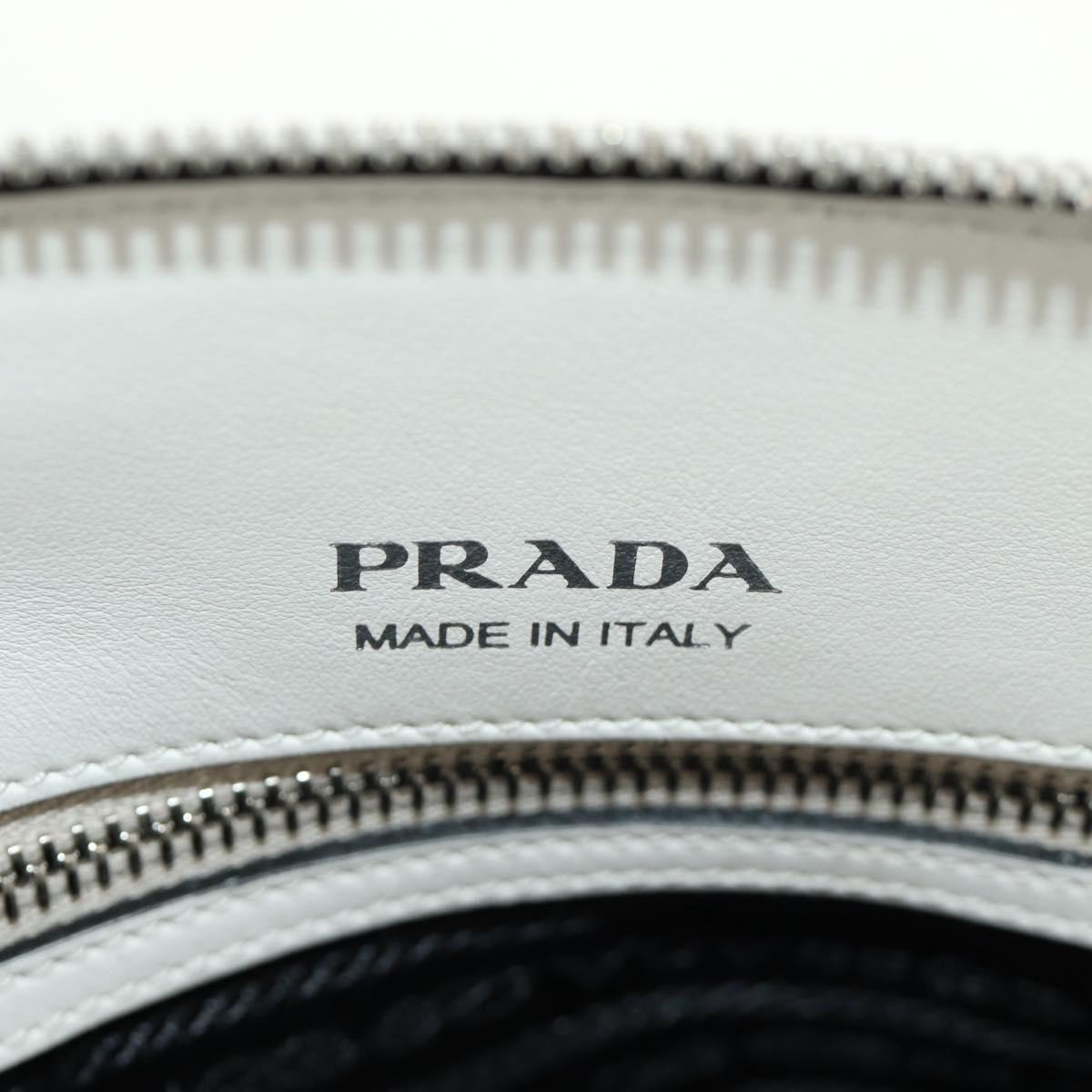 PRADA Hand Bag Leather 2way White Silver Auth 190398SAM