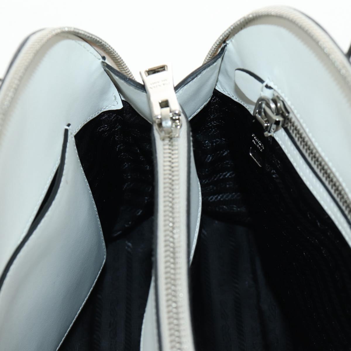 PRADA Hand Bag Leather 2way White Silver Auth 190398SAM