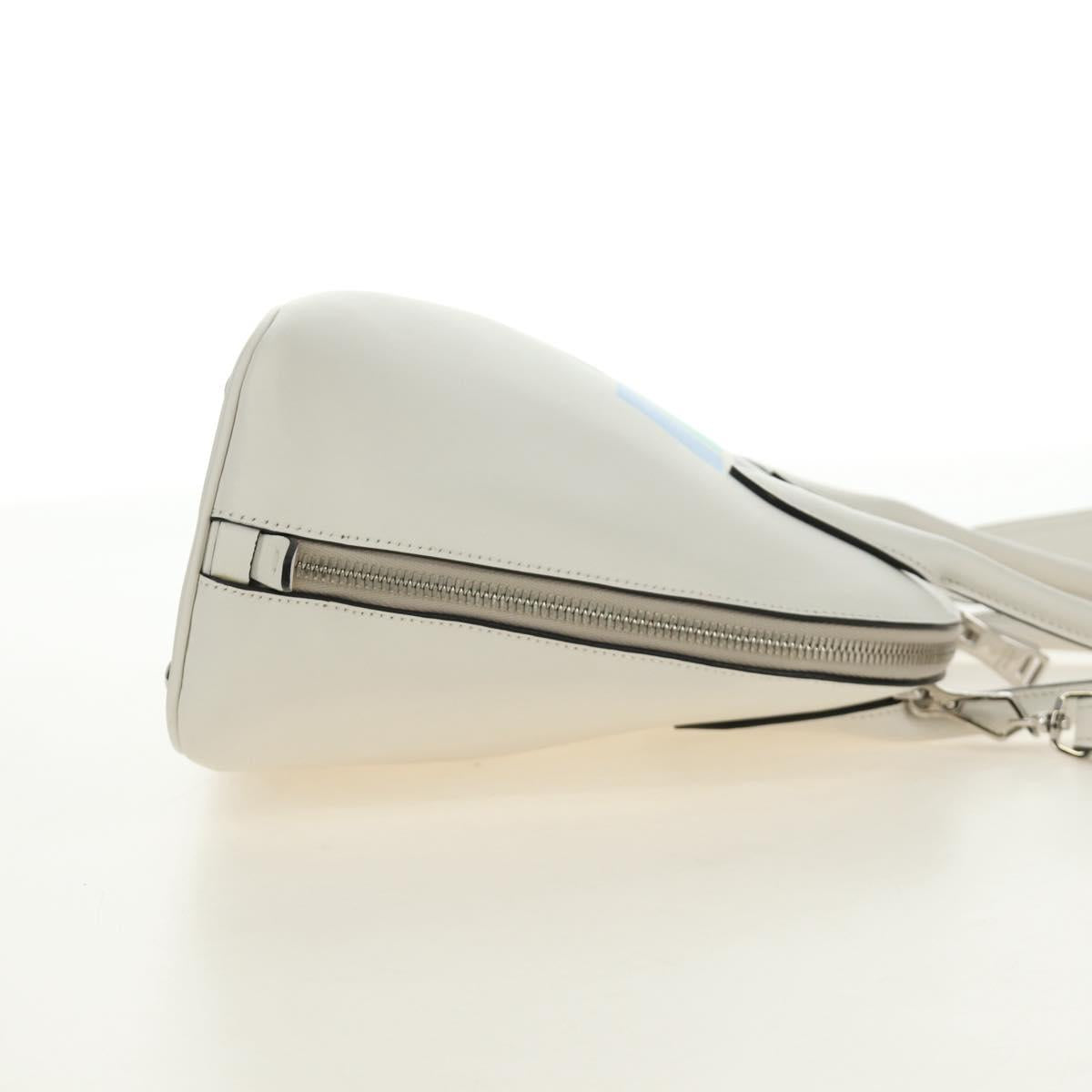 PRADA Hand Bag Leather 2way White Silver Auth 190398SAM