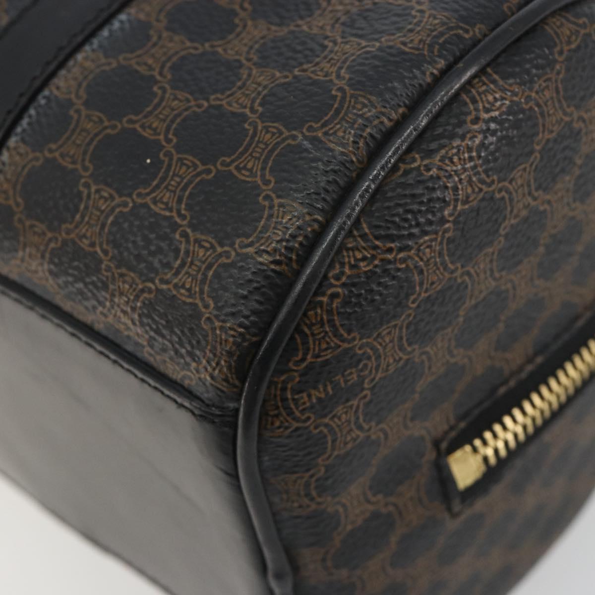 CELINE Macadam Canvas Mini Boston Bag PVC Black Gold Auth 190399A