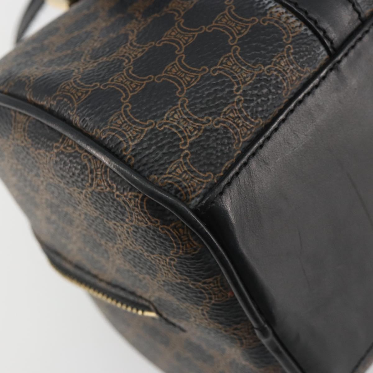 CELINE Macadam Canvas Mini Boston Bag PVC Black Gold Auth 190399A
