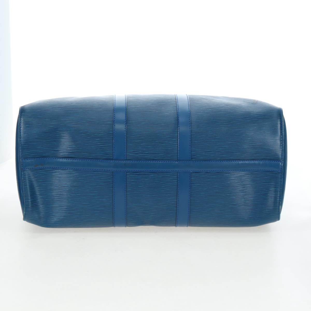 LOUIS VUITTON Epi Keepall 45 Boston Bag Blue M42975 LV Auth 190402V