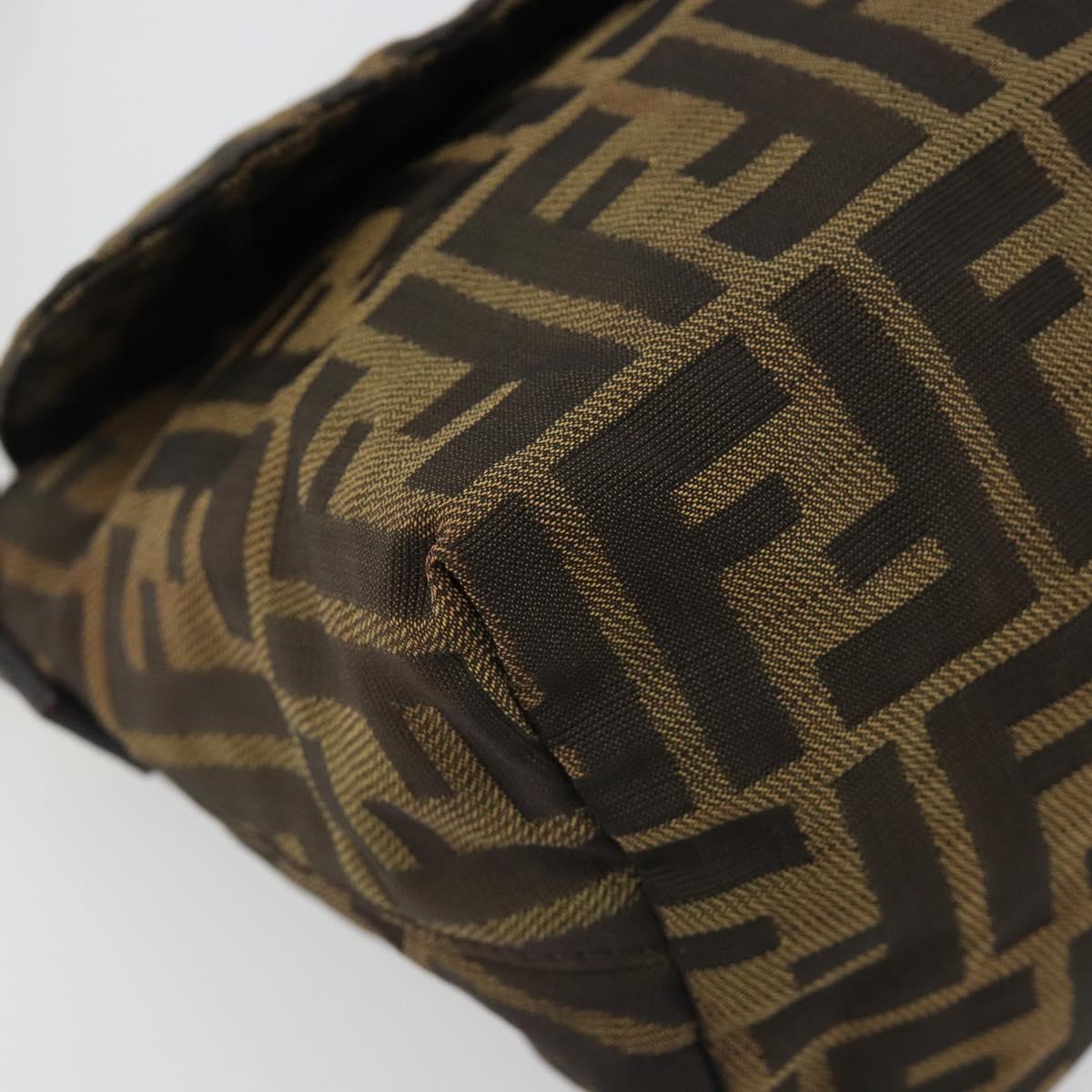 FENDI Zucca Canvas Shoulder Bag Brown Black Auth 190406