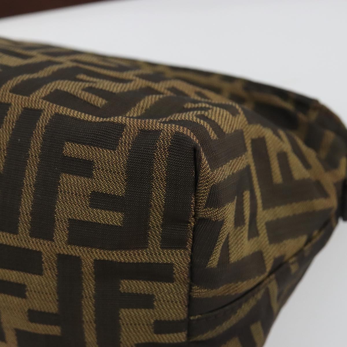FENDI Zucca Canvas Shoulder Bag Brown Black Auth 190406
