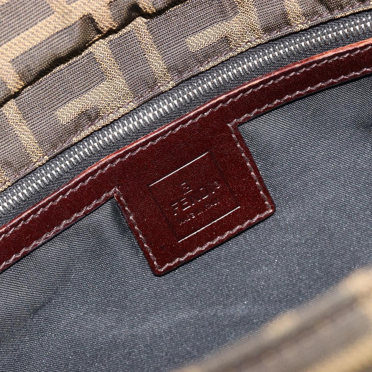 FENDI Zucca Canvas Shoulder Bag Brown Black Auth 190406