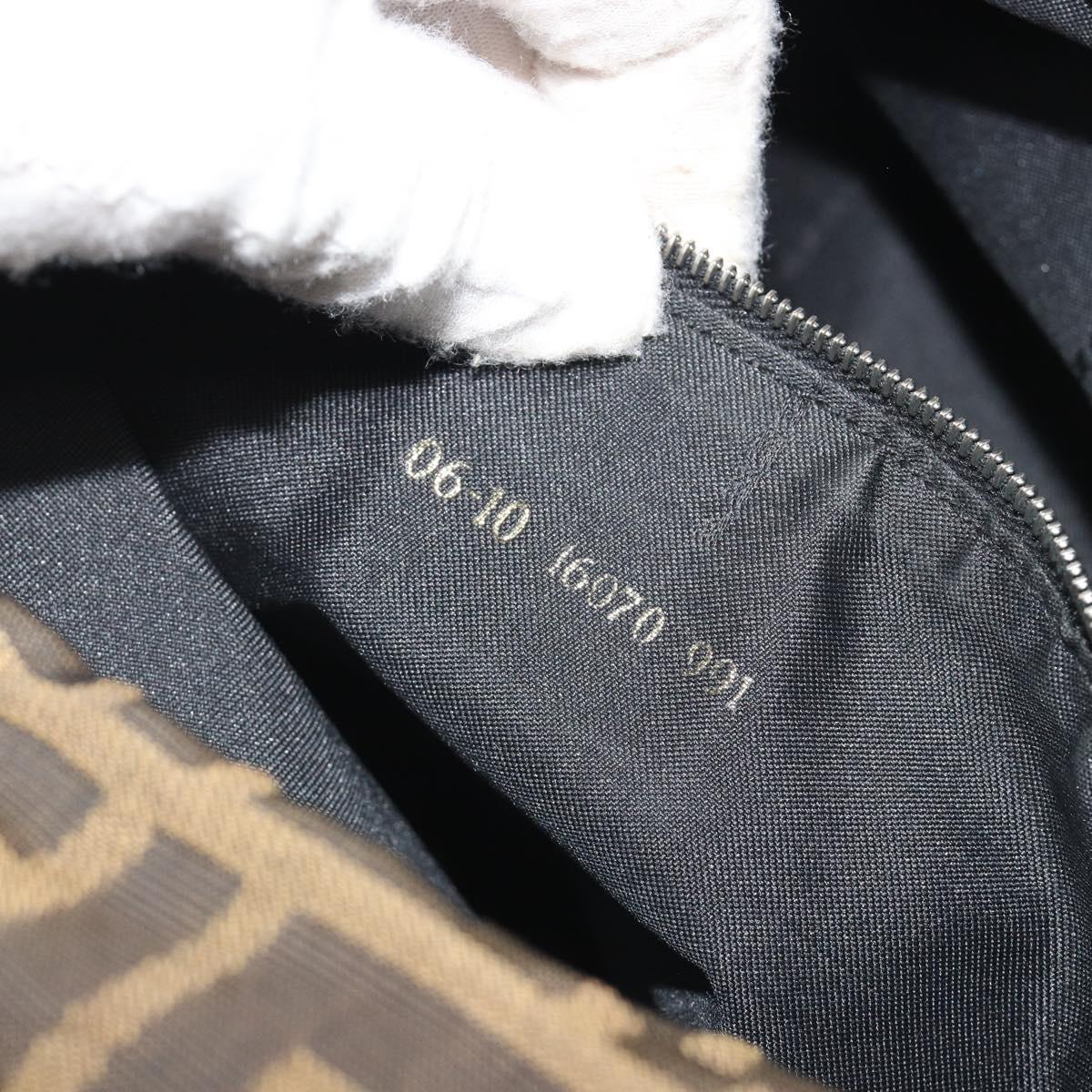 FENDI Zucca Canvas Shoulder Bag Brown Black Auth 190406