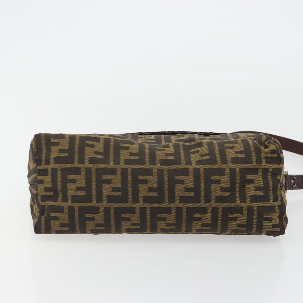 FENDI Zucca Canvas Shoulder Bag Brown Black Auth 190406