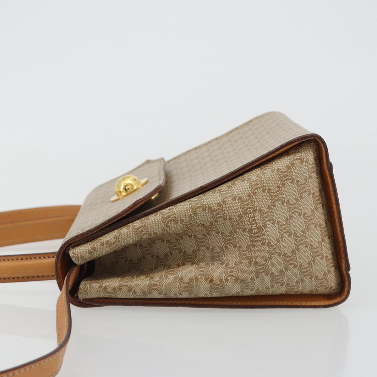 CELINE Macadam Canvas Star Ball Hand Bag PVC 2way Beige Gold Auth 190408A
