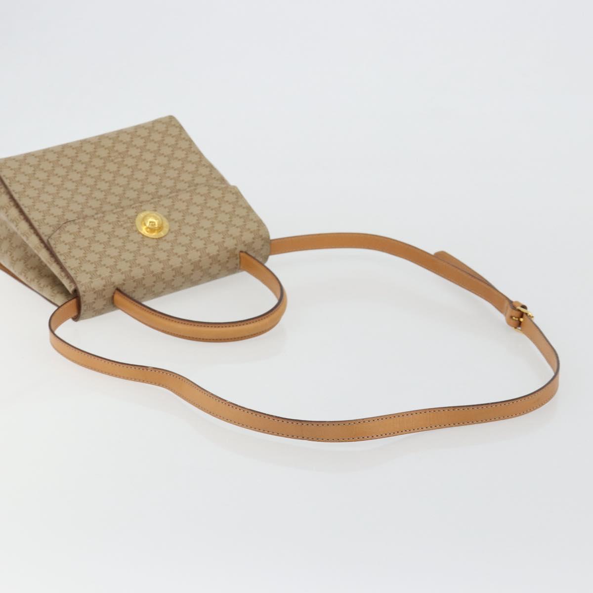 CELINE Macadam Canvas Star Ball Hand Bag PVC 2way Beige Gold Auth 190408A