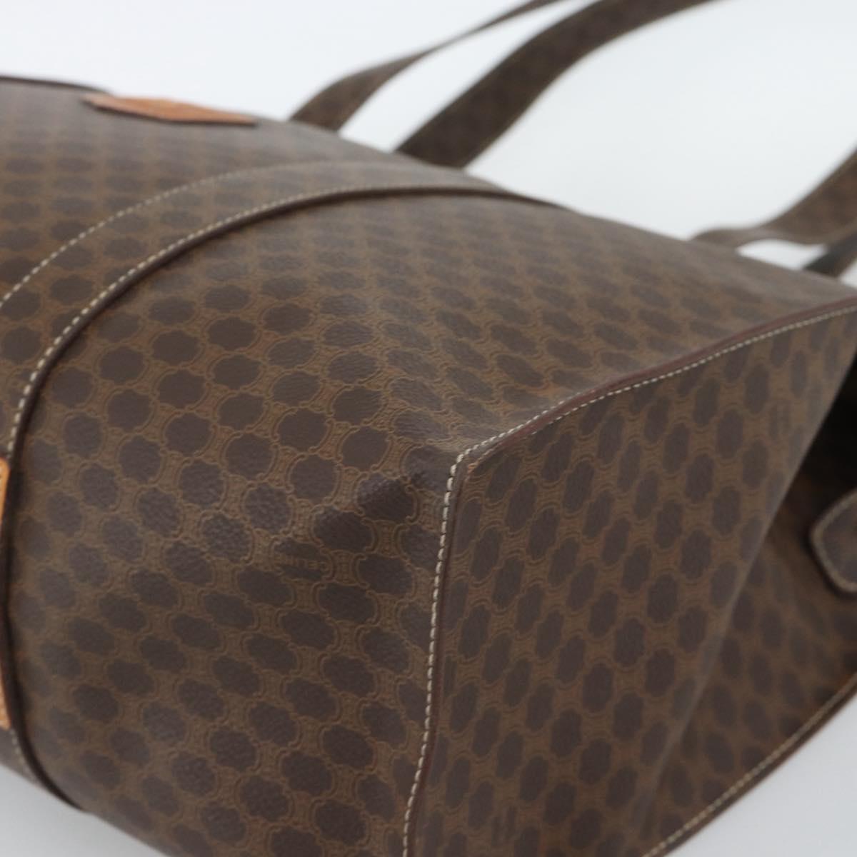 CELINE Macadam Canvas Tote Bag PVC Leather Brown Gold Auth 190411