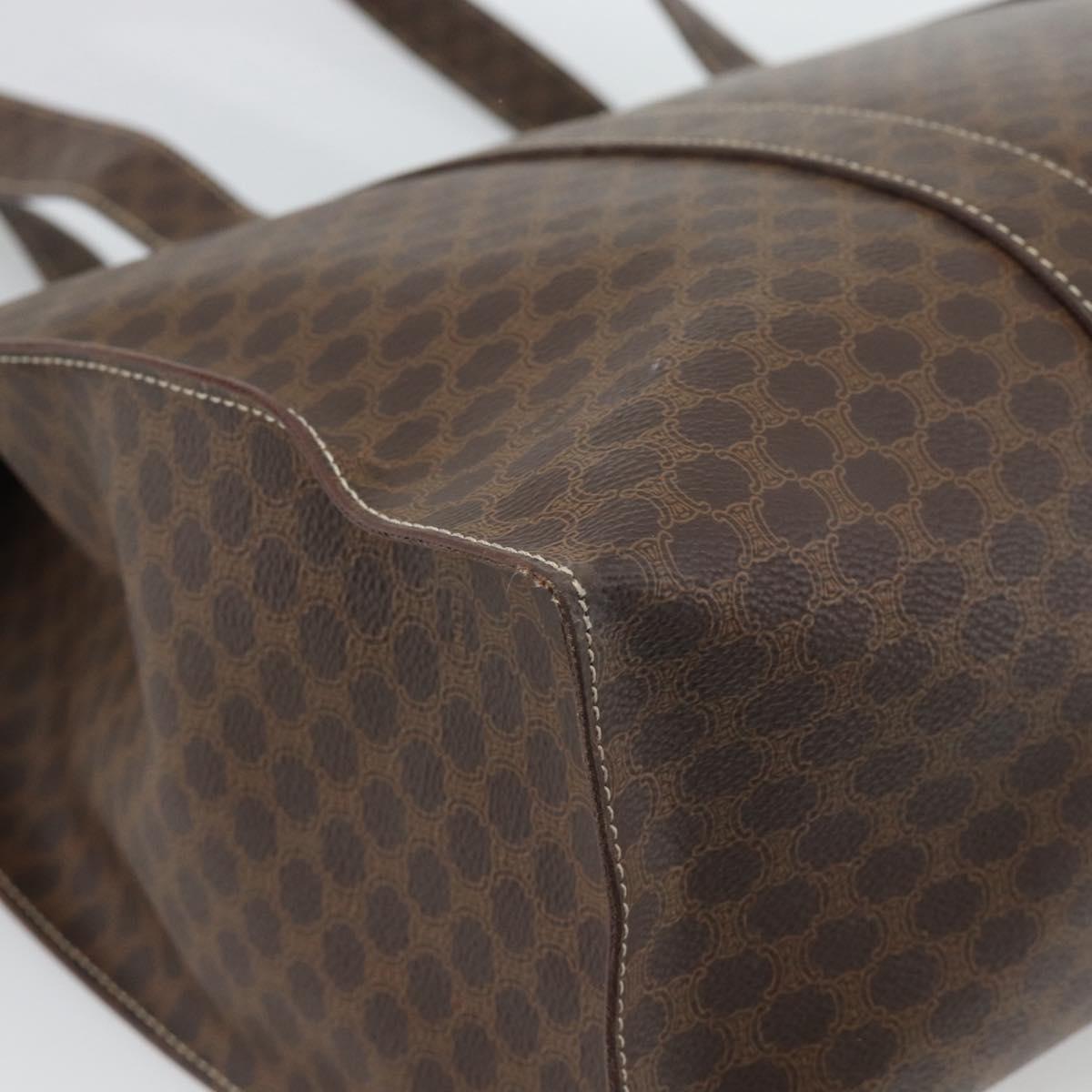 CELINE Macadam Canvas Tote Bag PVC Leather Brown Gold Auth 190411