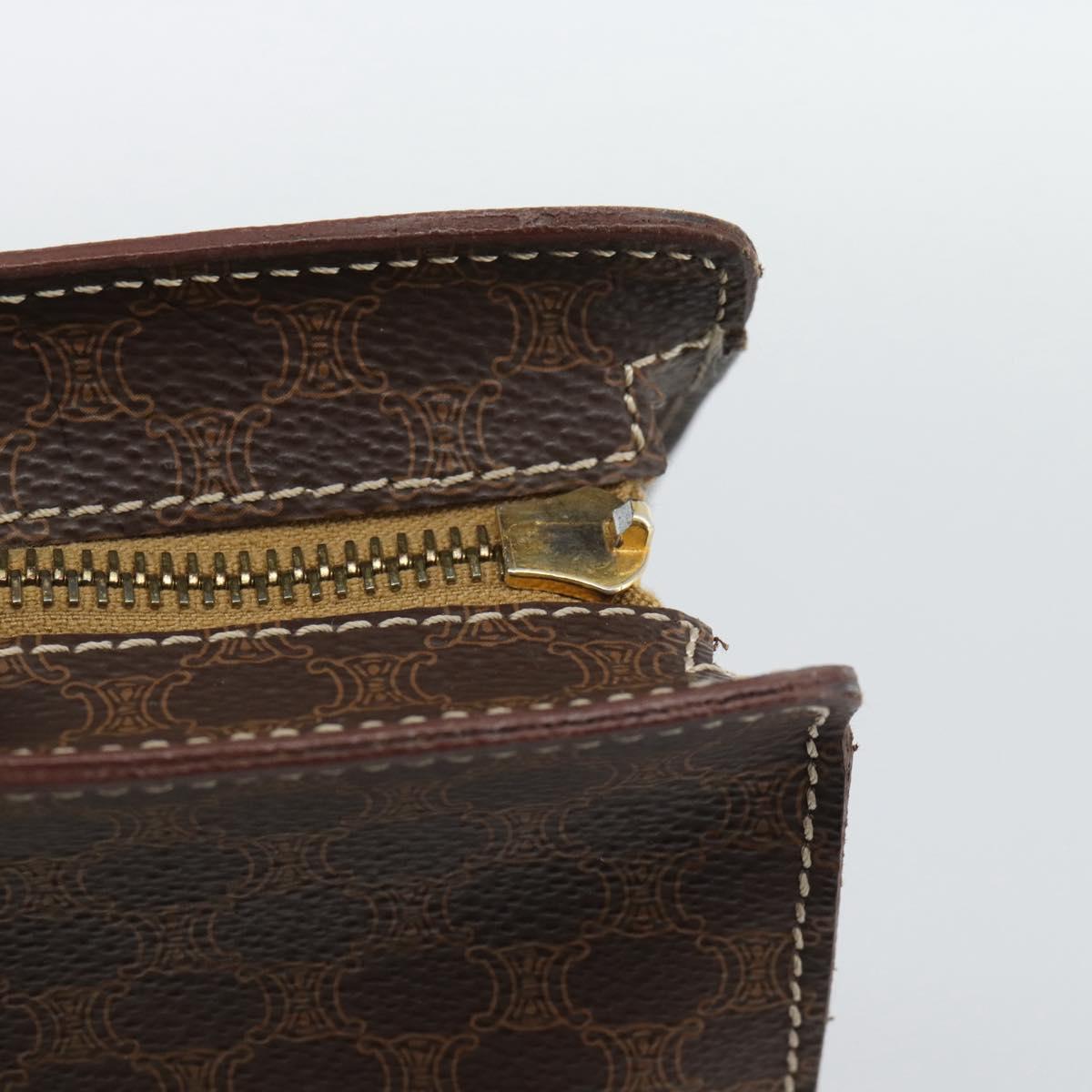 CELINE Macadam Canvas Tote Bag PVC Leather Brown Gold Auth 190411