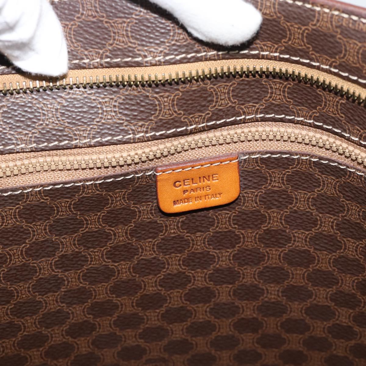 CELINE Macadam Canvas Tote Bag PVC Leather Brown Gold Auth 190411