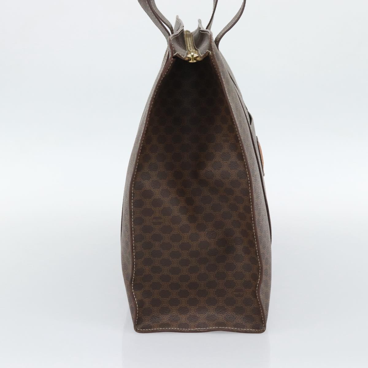 CELINE Macadam Canvas Tote Bag PVC Leather Brown Gold Auth 190411