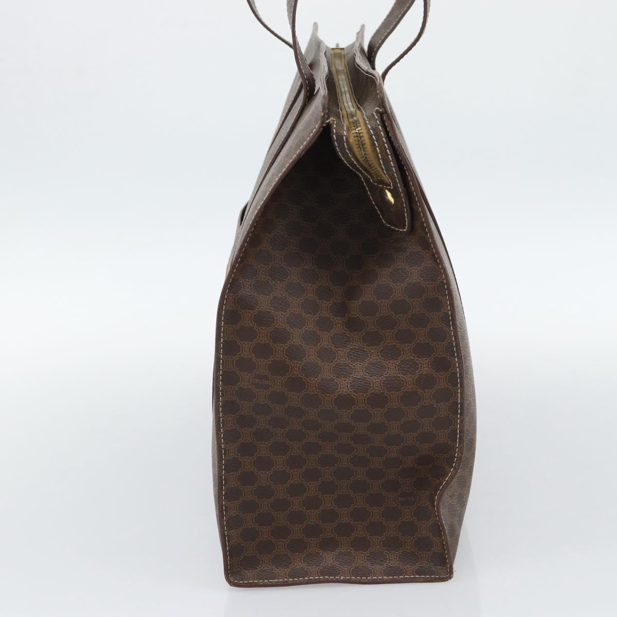 CELINE Macadam Canvas Tote Bag PVC Leather Brown Gold Auth 190411