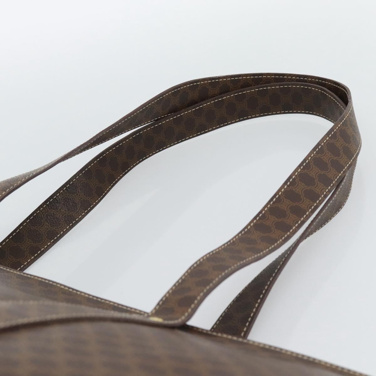 CELINE Macadam Canvas Tote Bag PVC Leather Brown Gold Auth 190411