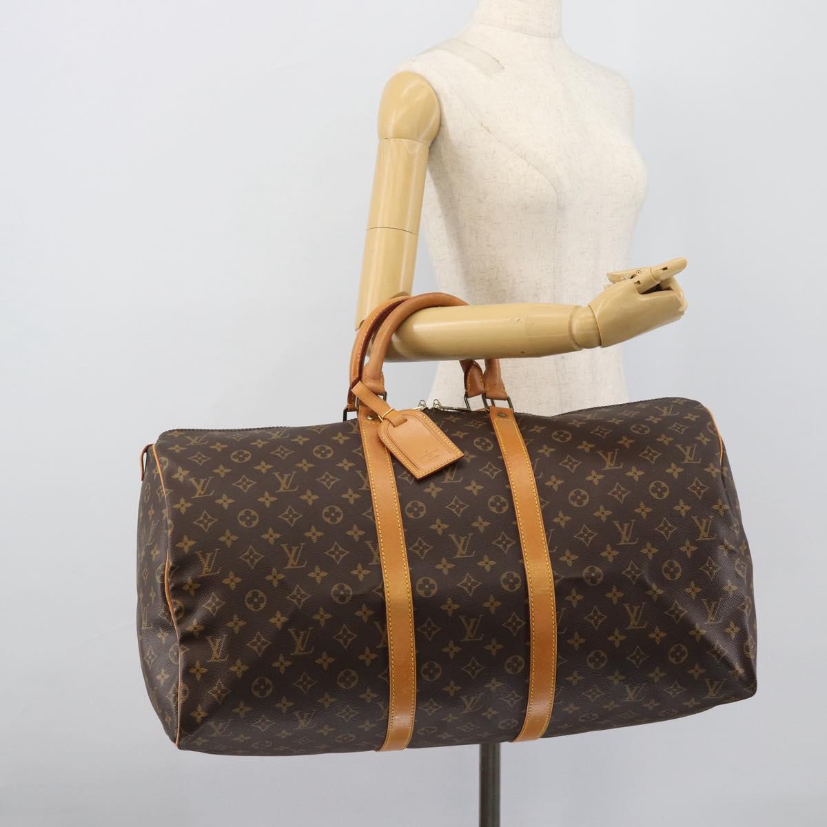 LOUIS VUITTON Monogram Keepall 55 Boston Bag M41424 LV Auth 190418A