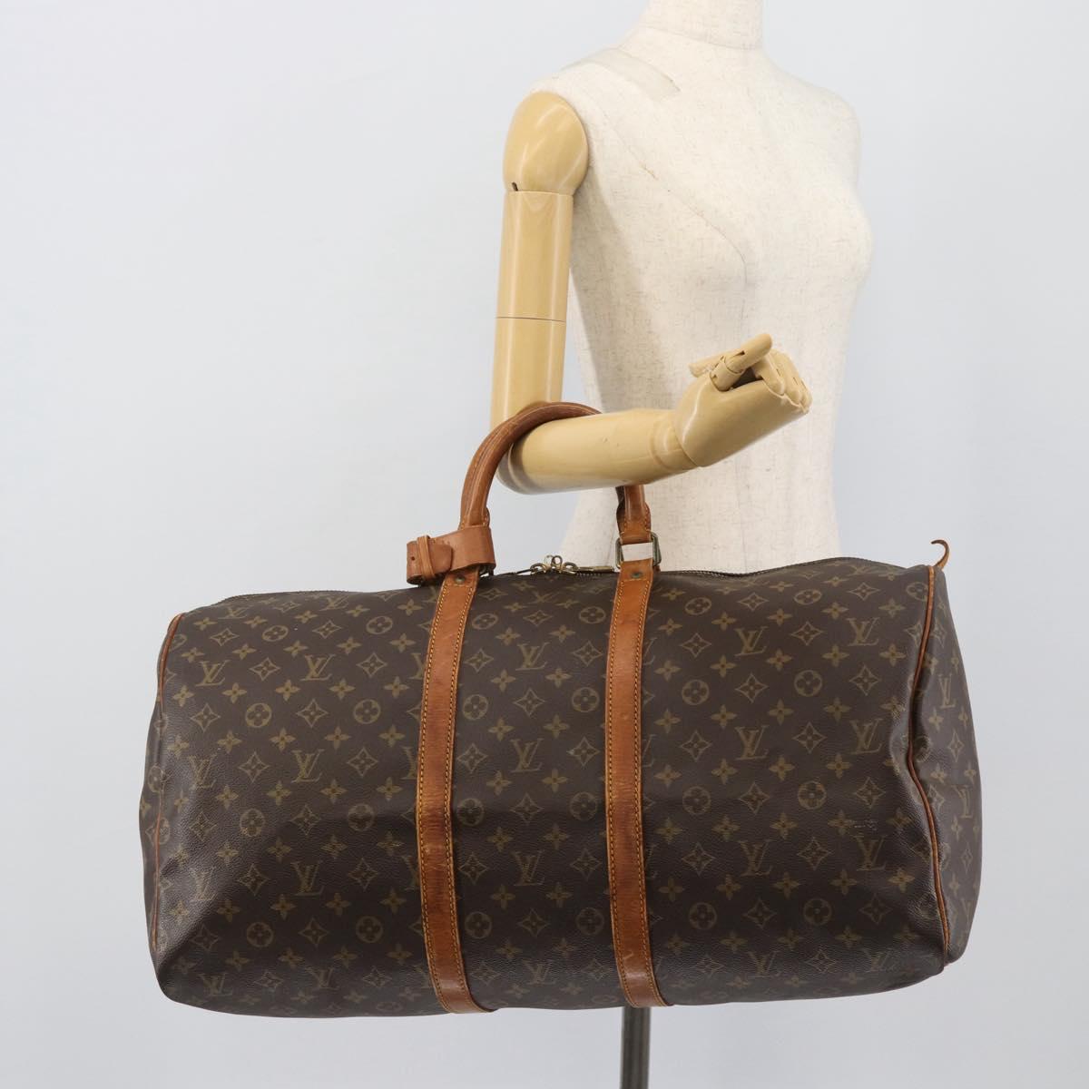 LOUIS VUITTON Monogram Keepall 55 Boston Bag M41424 LV Auth 190419