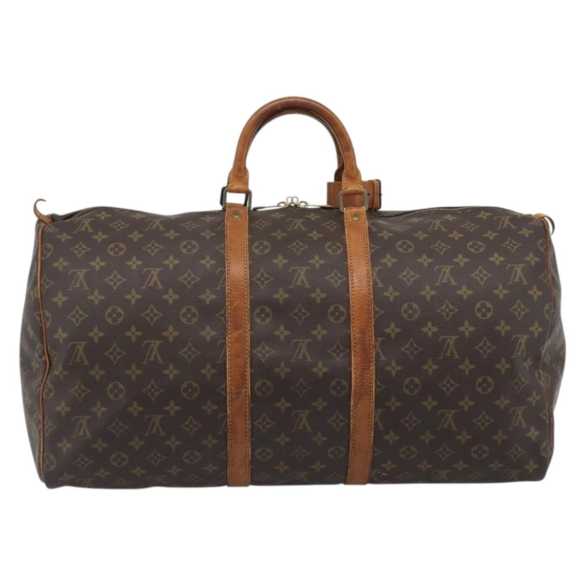LOUIS VUITTON Monogram Keepall 55 Boston Bag M41424 LV Auth 190419