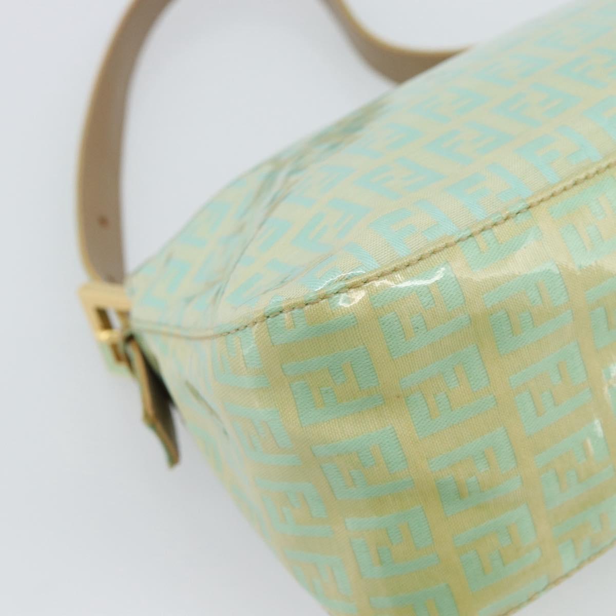 FENDI Zucchino Canvas Mamma Baguette Bag Coated Canvas Gold Green Auth 190420A