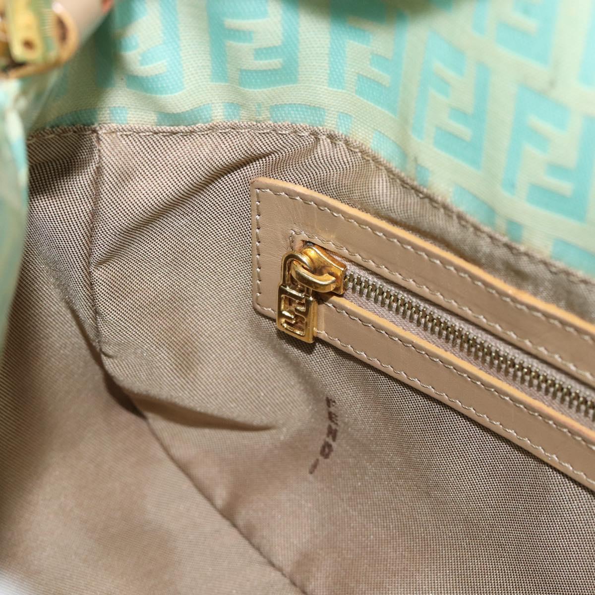 FENDI Zucchino Canvas Mamma Baguette Bag Coated Canvas Gold Green Auth 190420A