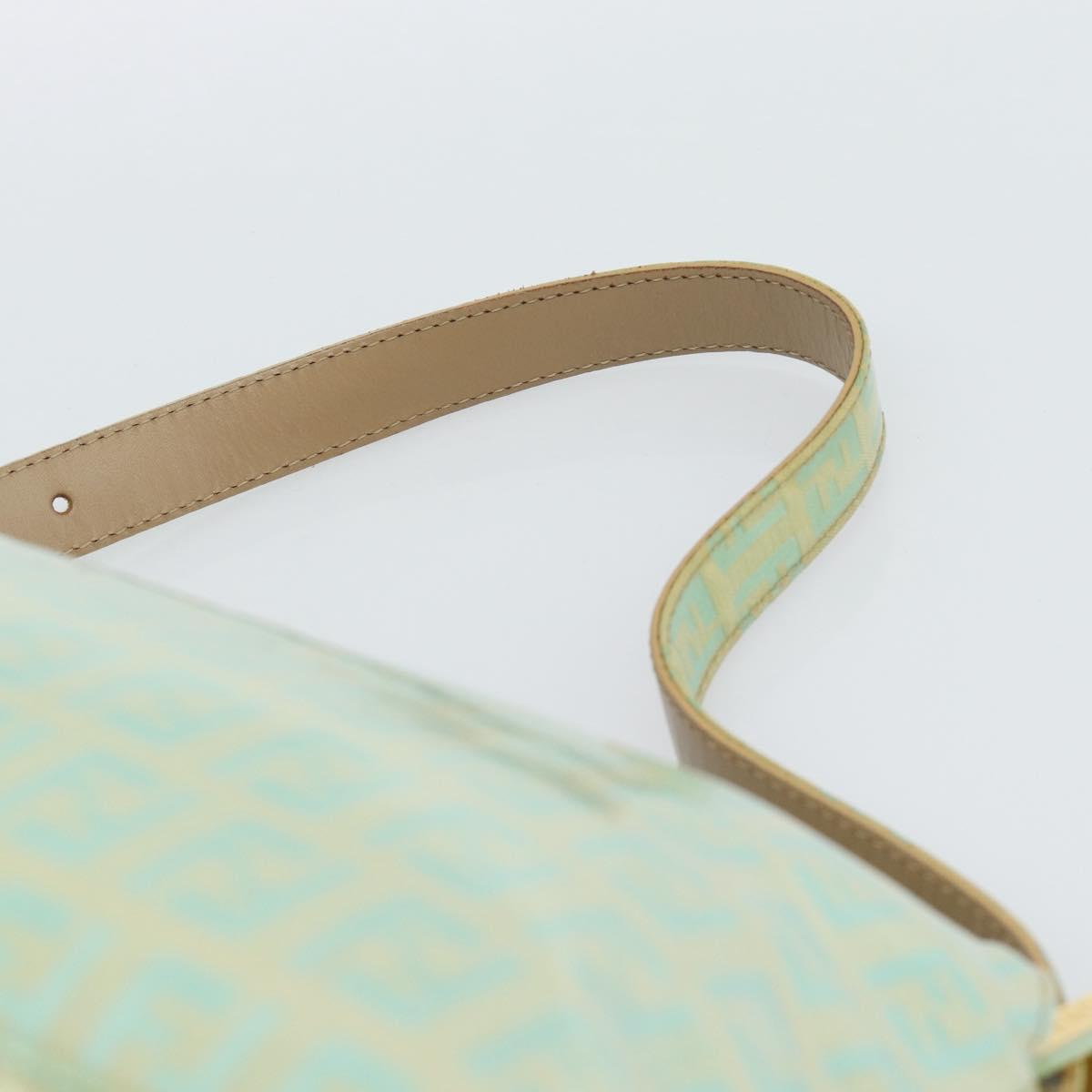 FENDI Zucchino Canvas Mamma Baguette Bag Coated Canvas Gold Green Auth 190420A
