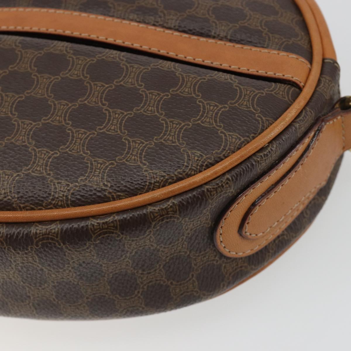 CELINE Macadam Canvas Shoulder Bag PVC Leather Brown Gold Auth 190422A