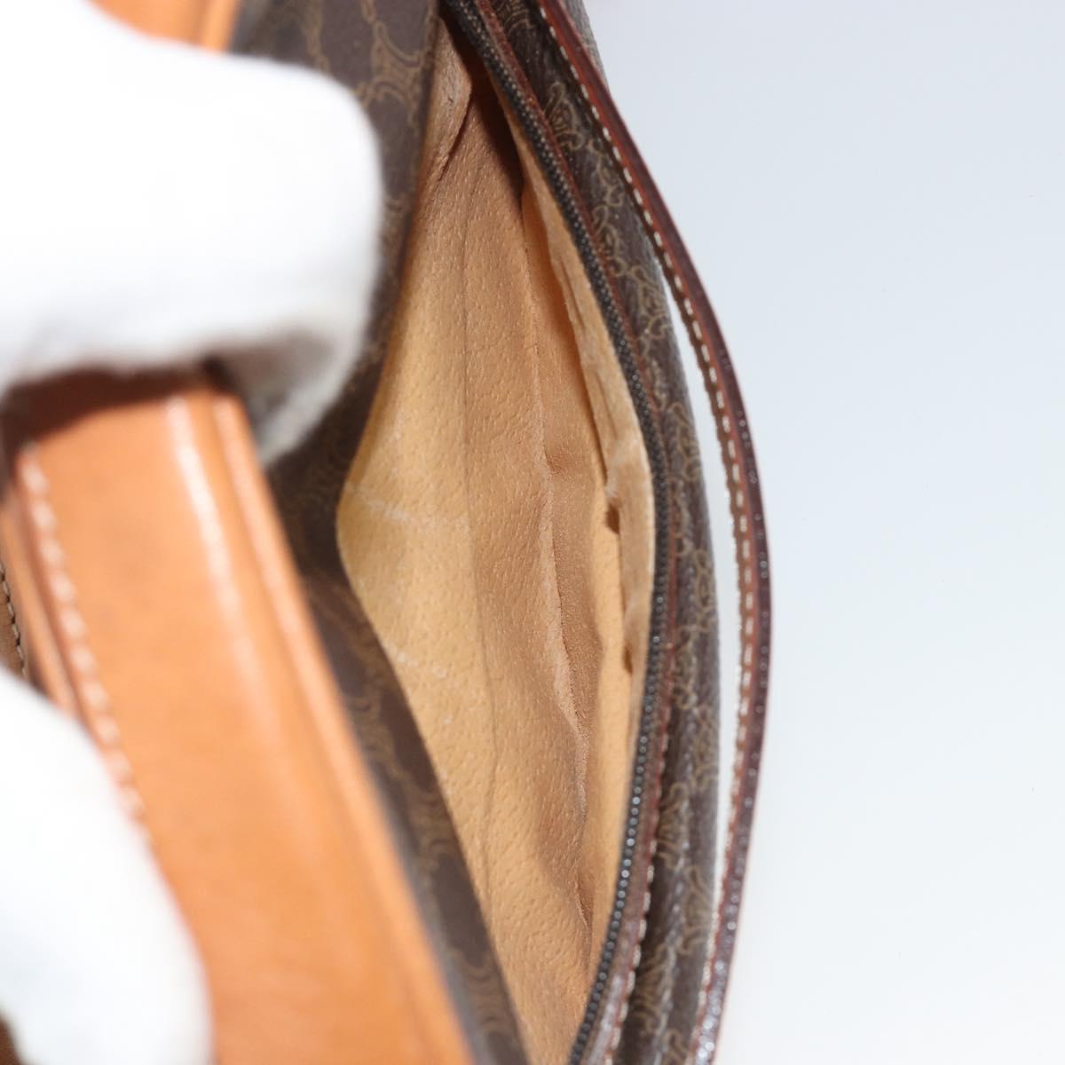 CELINE Macadam Canvas Shoulder Bag PVC Leather Brown Gold Auth 190422A