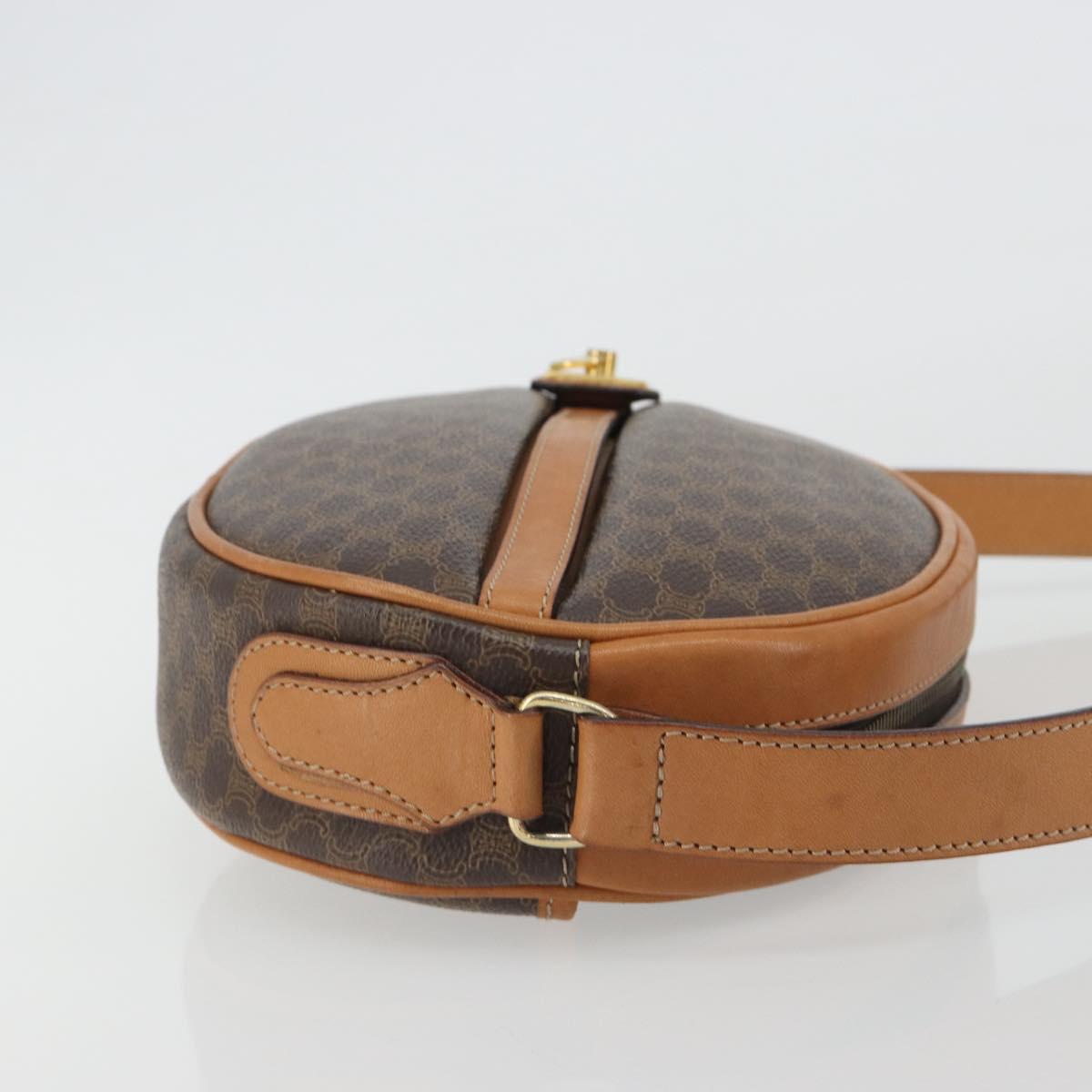 CELINE Macadam Canvas Shoulder Bag PVC Leather Brown Gold Auth 190422A