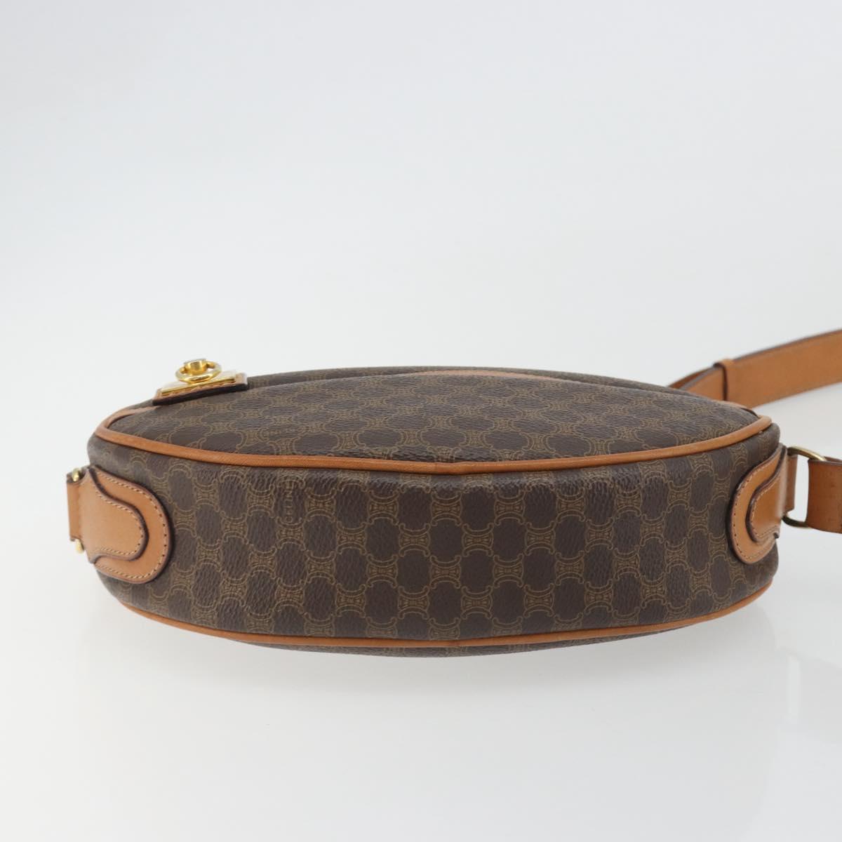 CELINE Macadam Canvas Shoulder Bag PVC Leather Brown Gold Auth 190422A
