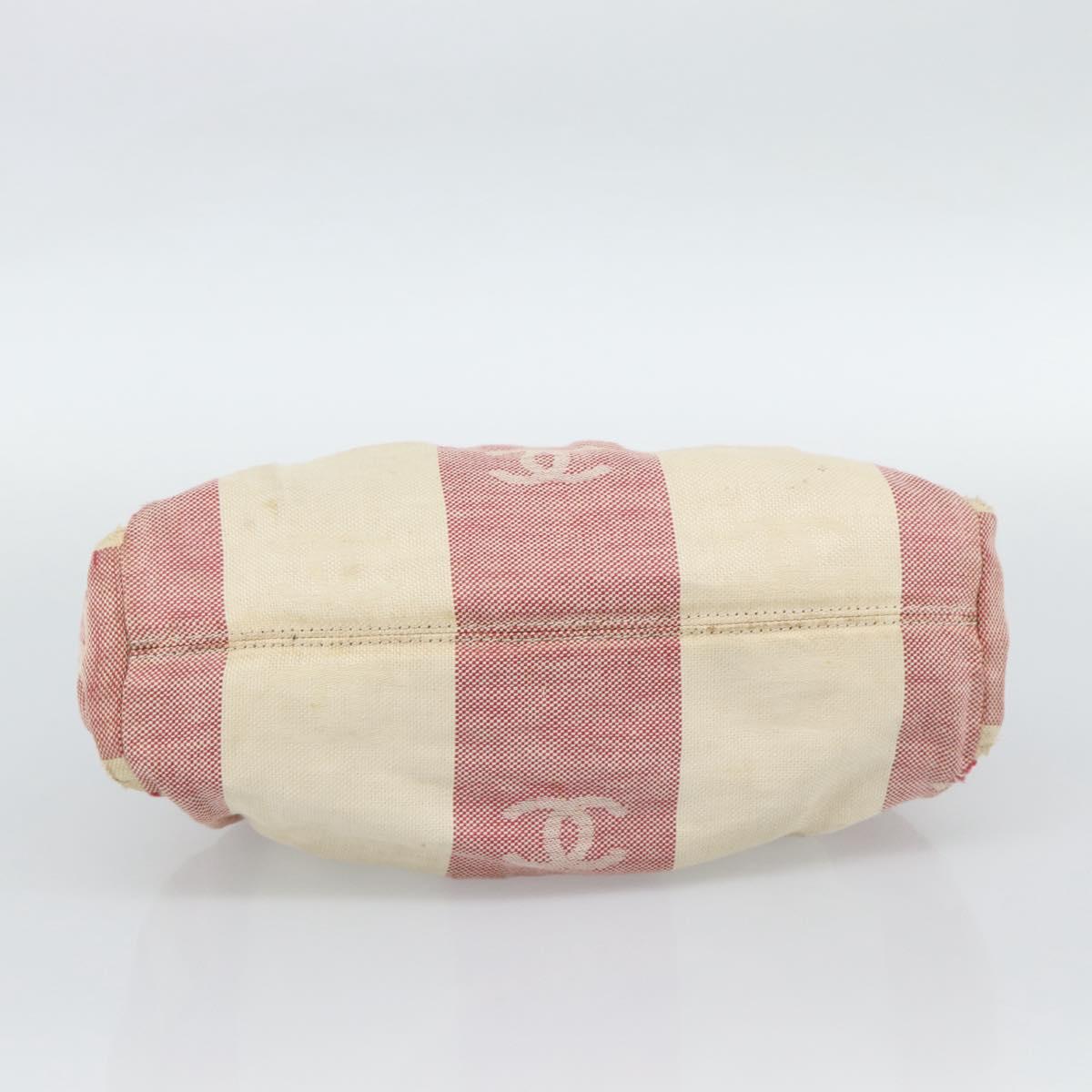 CHANEL Hand Bag Canvas Red CC Auth 190424