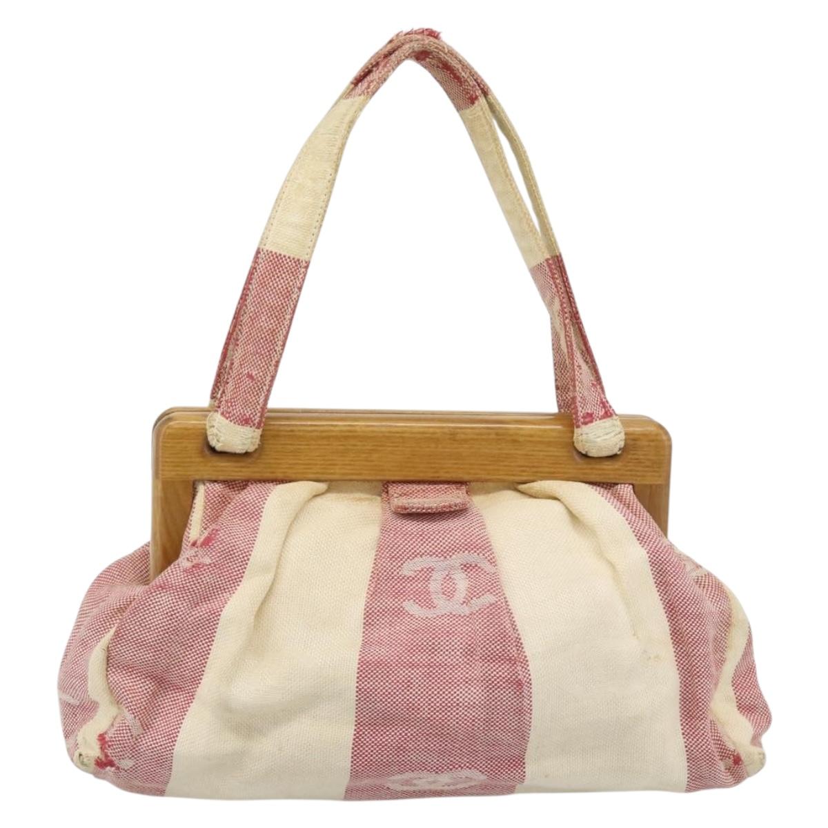 CHANEL Hand Bag Canvas Red CC Auth 190424
