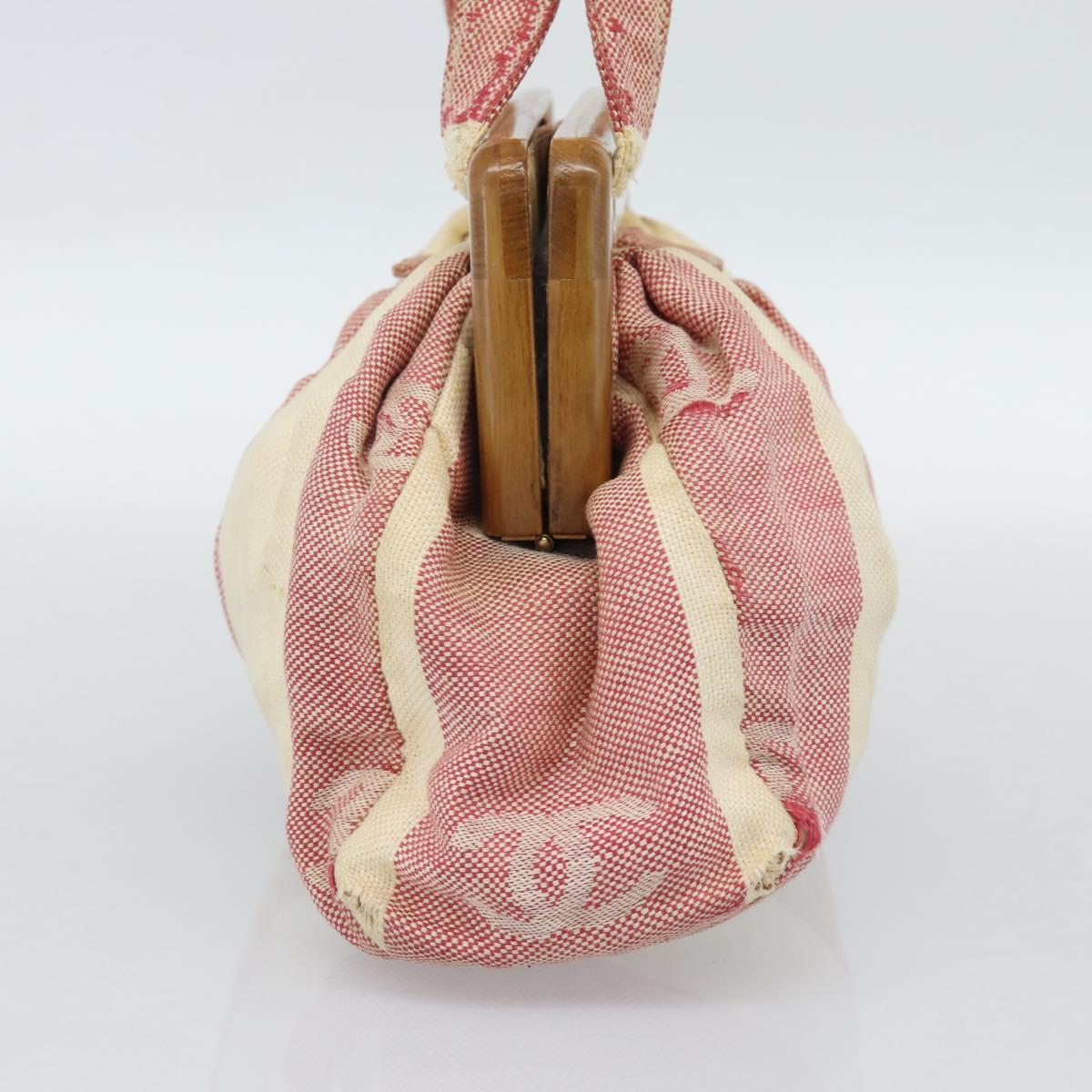 CHANEL Hand Bag Canvas Red CC Auth 190424