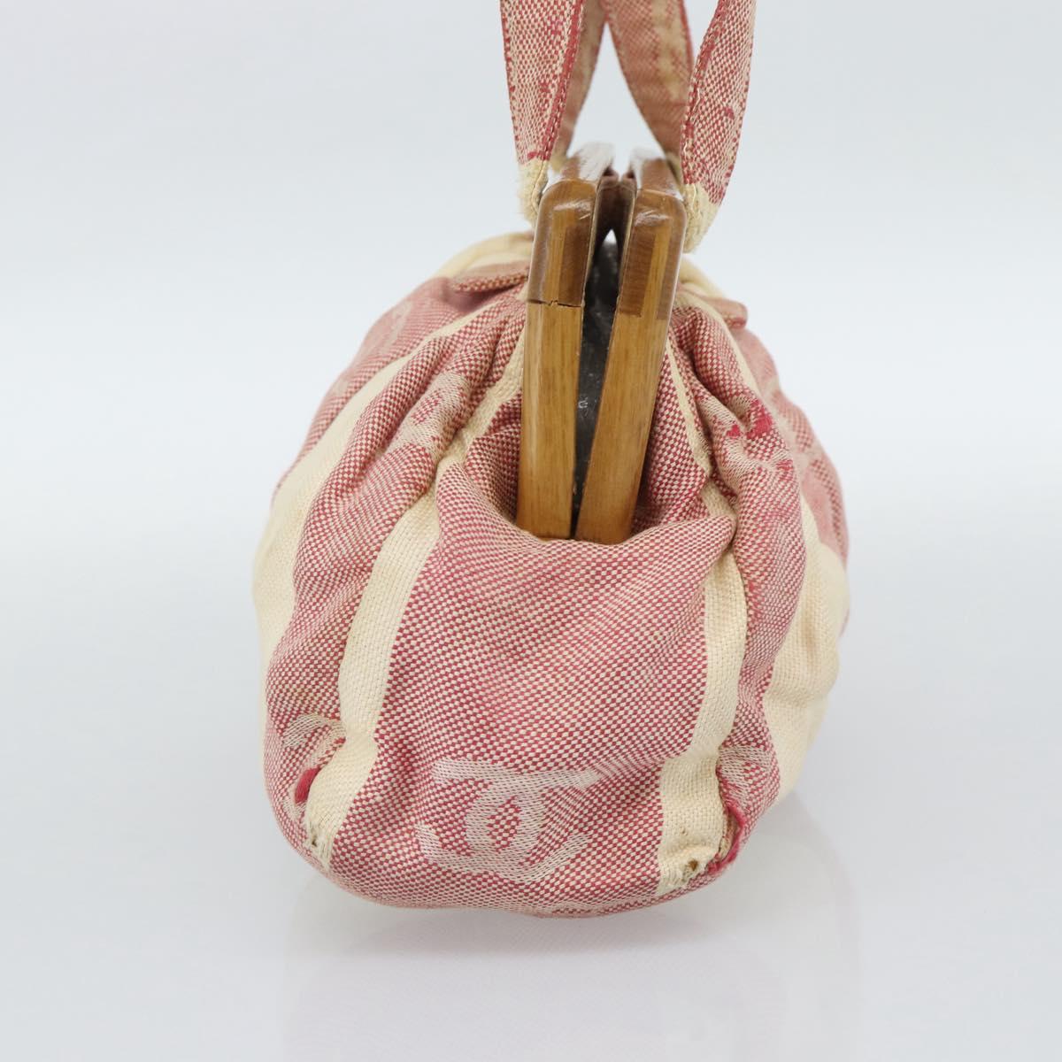 CHANEL Hand Bag Canvas Red CC Auth 190424