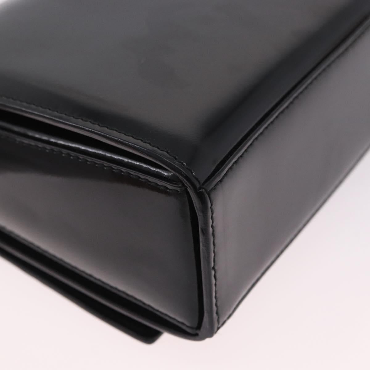 CELINE Hand Bag Patent leather Black Gold Auth 190425A