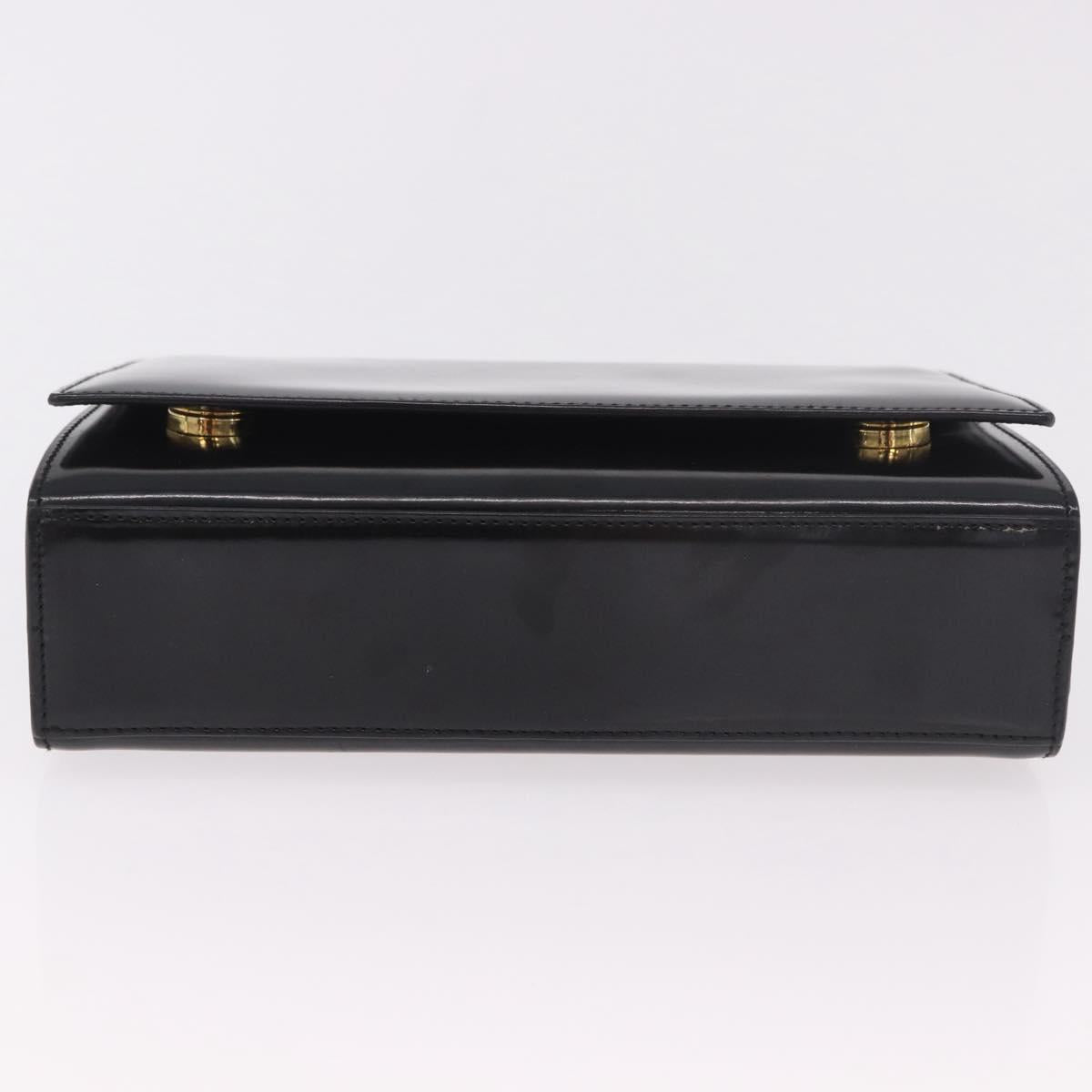 CELINE Hand Bag Patent leather Black Gold Auth 190425A