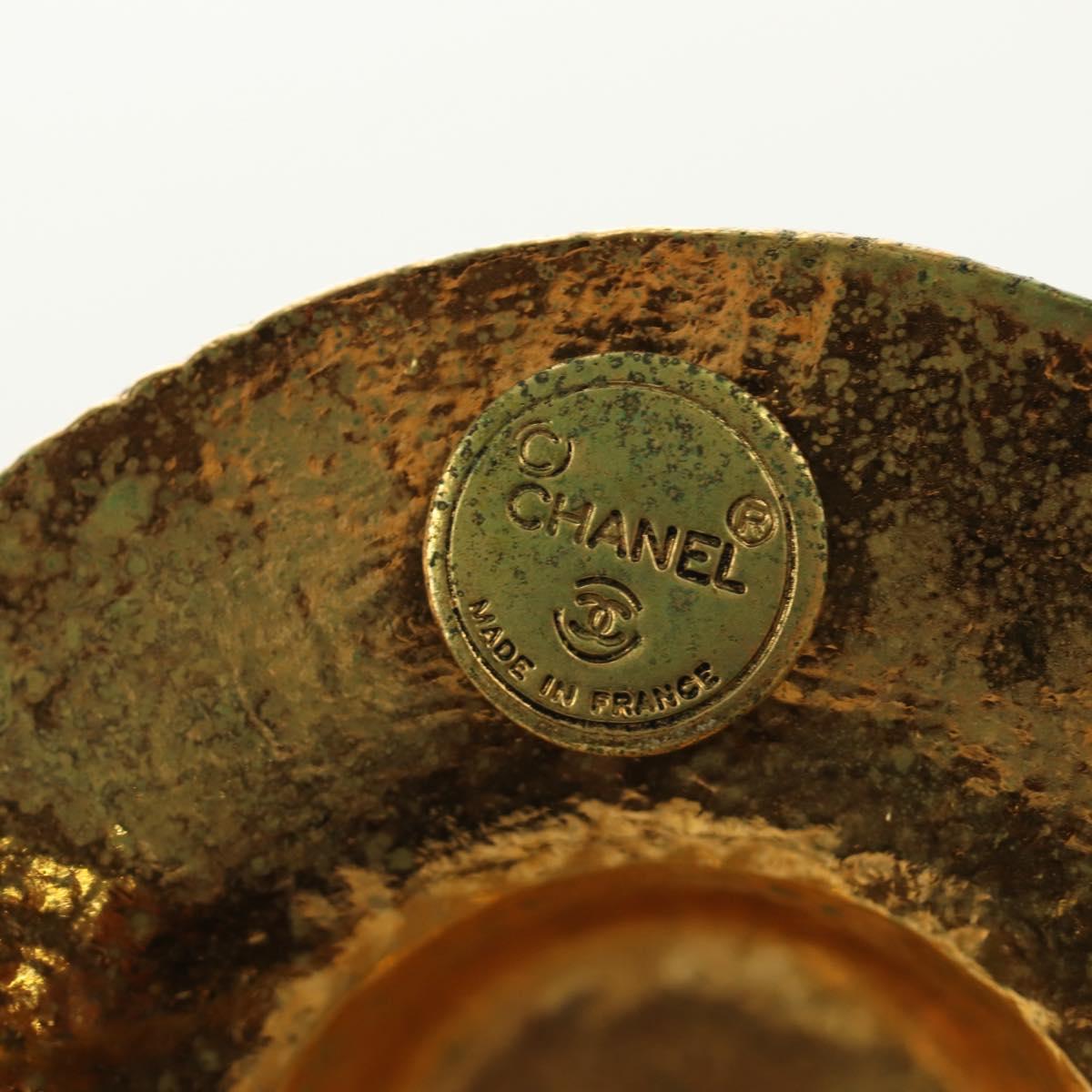 CHANEL Brooch metal Gold CC Auth 190426M
