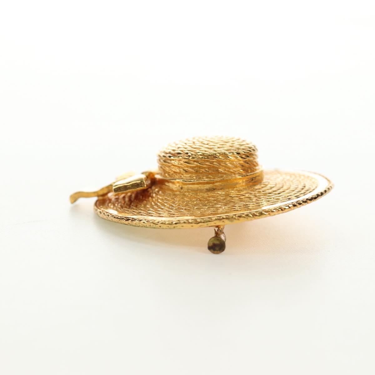 CHANEL Brooch metal Gold CC Auth 190426M