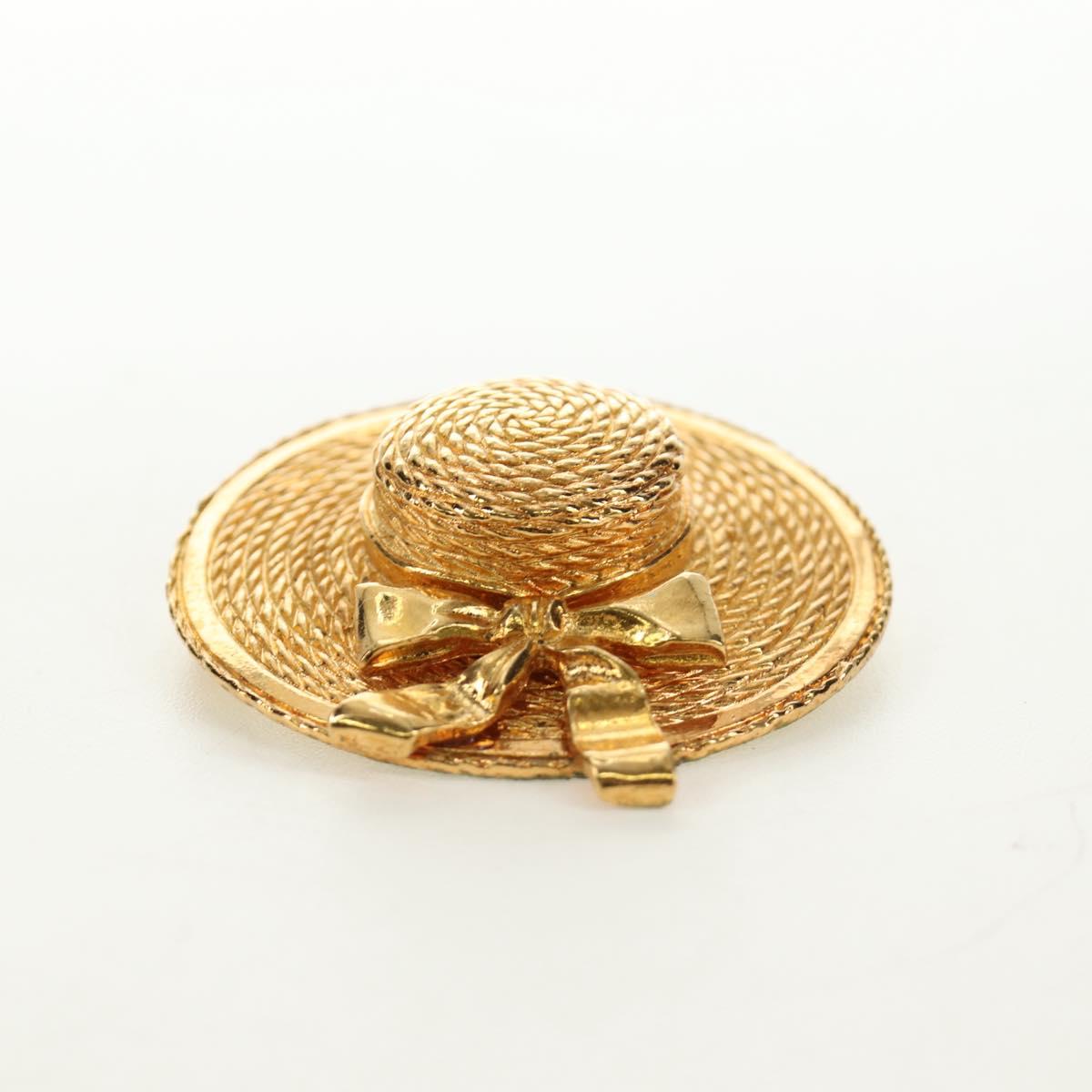 CHANEL Brooch metal Gold CC Auth 190426M