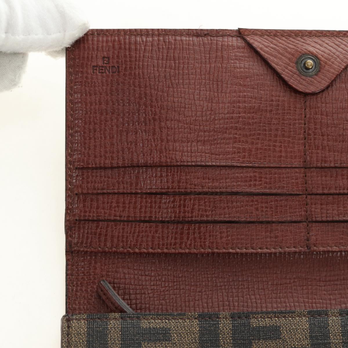 FENDI Zucca Canvas Long Wallet Black Brown Auth 190427V
