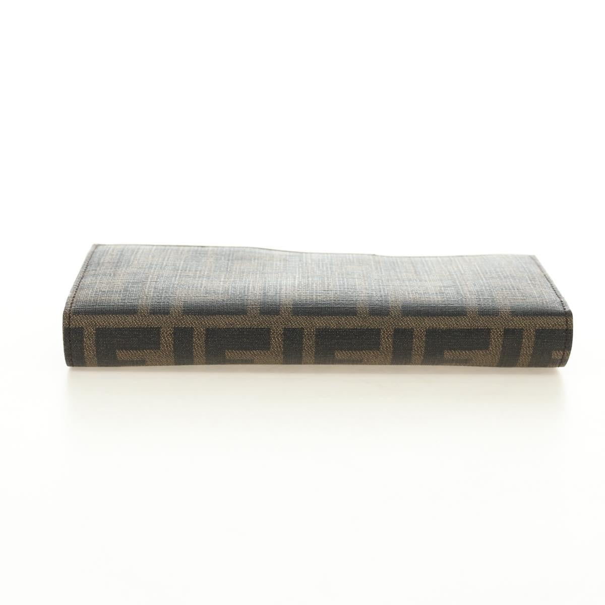 FENDI Zucca Canvas Long Wallet Black Brown Auth 190427V