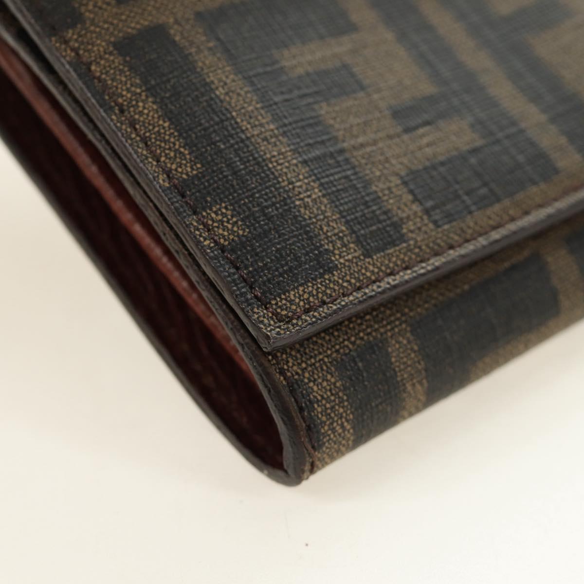 FENDI Zucca Canvas Long Wallet Black Brown Auth 190427V