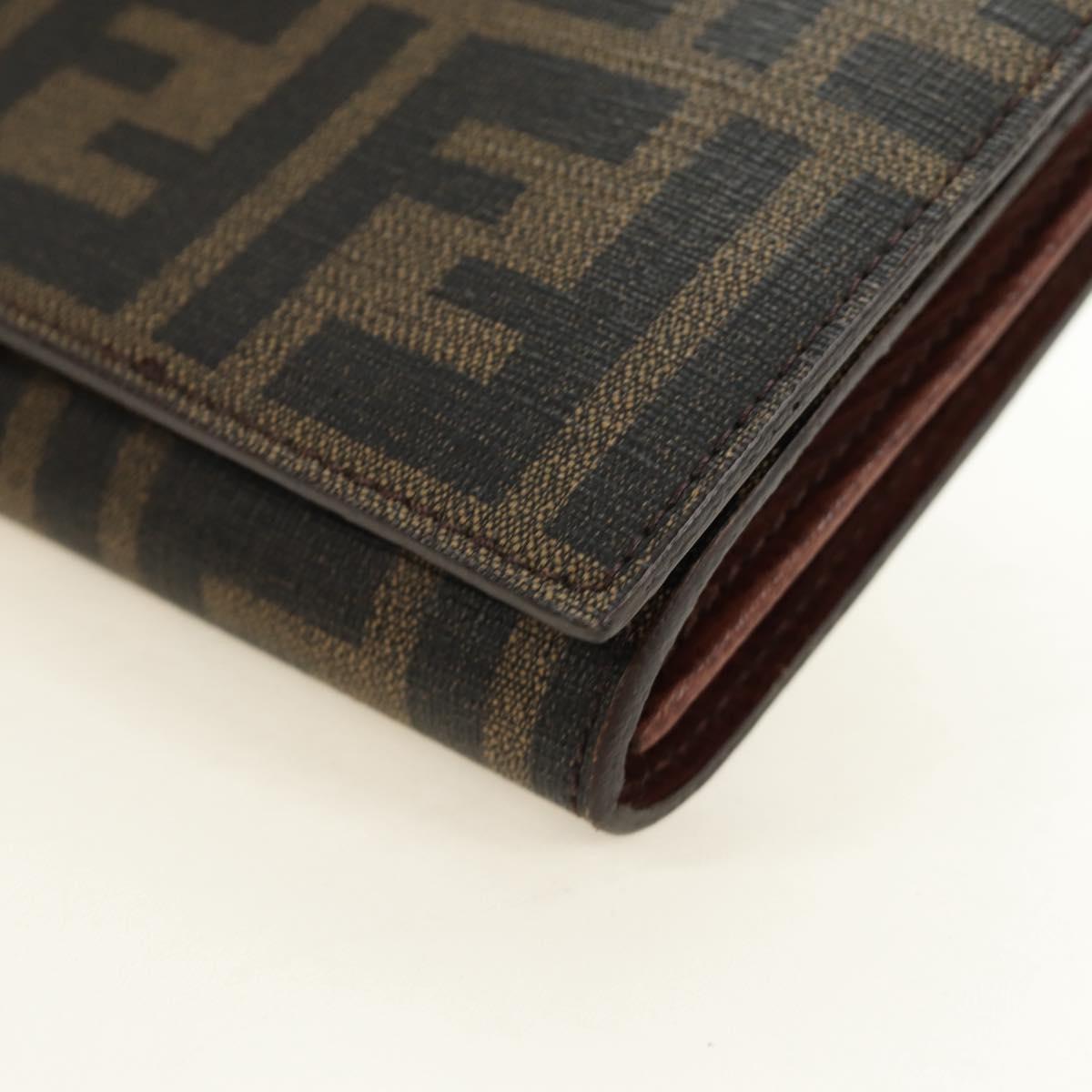 FENDI Zucca Canvas Long Wallet Black Brown Auth 190427V