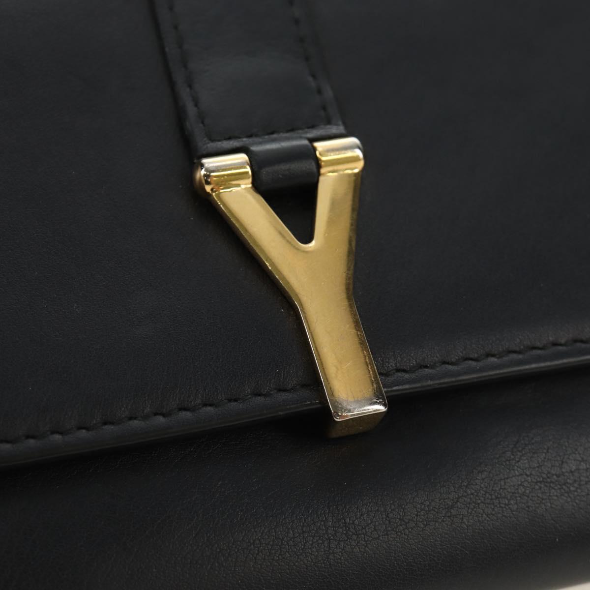 SAINT LAURENT Y Line Long Wallet Leather Black Gold 314995 Auth 190428A