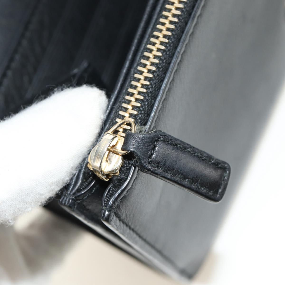 SAINT LAURENT Y Line Long Wallet Leather Black Gold 314995 Auth 190428A