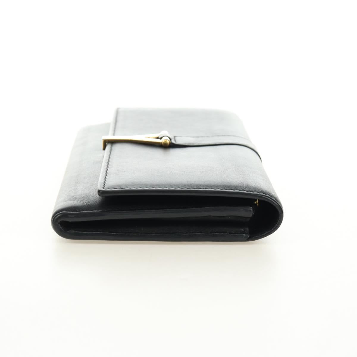 SAINT LAURENT Y Line Long Wallet Leather Black Gold 314995 Auth 190428A
