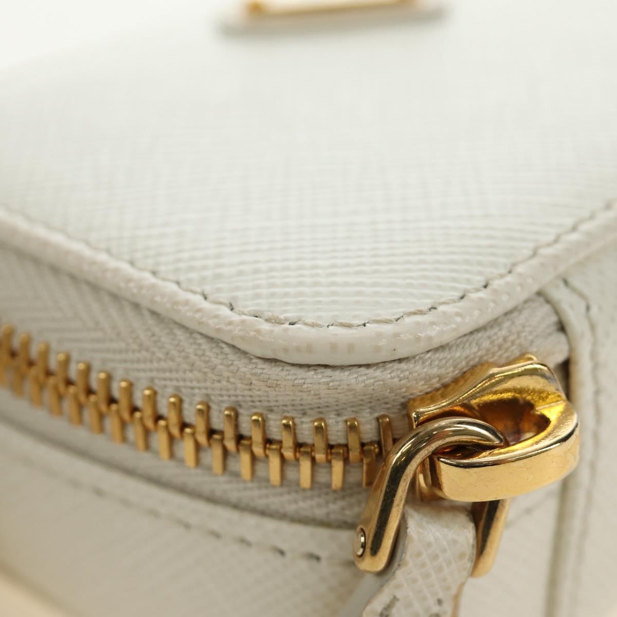 PRADA Chain Shoulder Mini Bag Safiano leather White Gold Auth 190429M