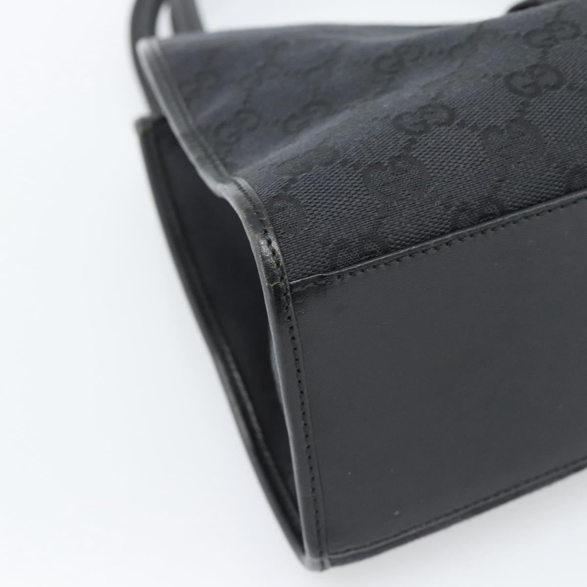 GUCCI GG Canvas Jackie Hand Bag Black Silver 002 1067 Auth 190433A