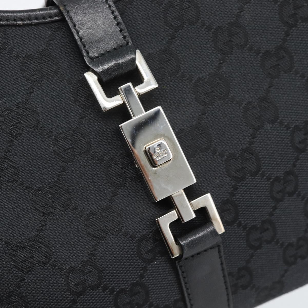 GUCCI GG Canvas Jackie Hand Bag Black Silver 002 1067 Auth 190433A